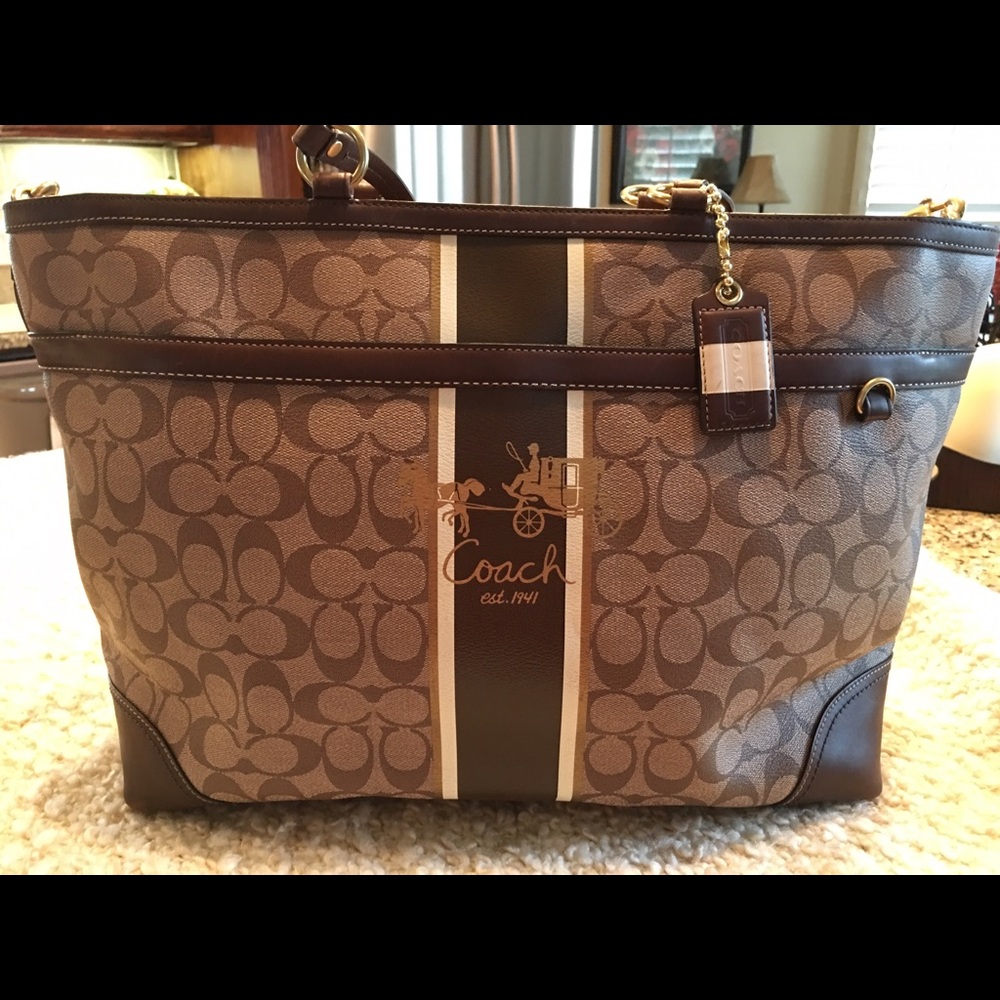 Coach Brown and Cream Tote Bag
